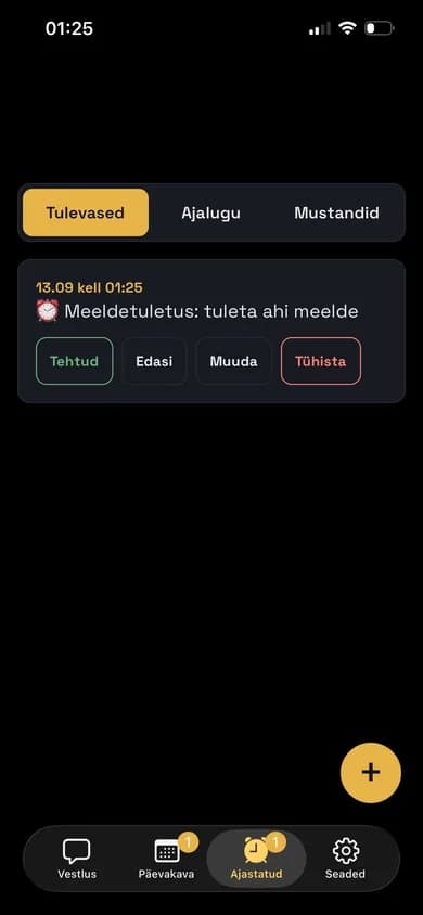 Maris — a domain-neutral assistant kernel that carries two products – Scheduled: every reminder with its state and four actions — done, snooze, edit, cancel.