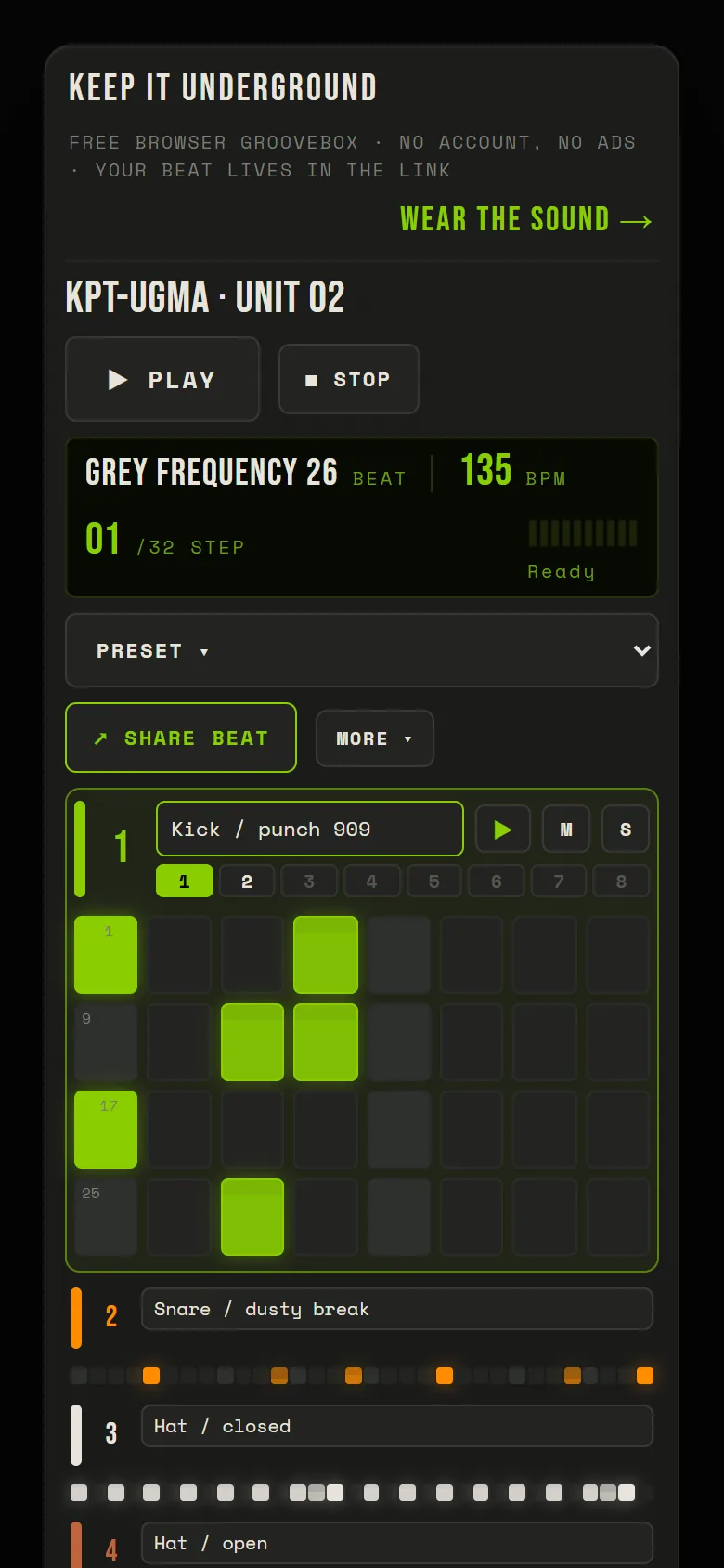 KPT-UGMA · UNIT 02 – a free groovebox that brings traffic to the shop – Another genre, another name: the pattern decides the name, not the user.