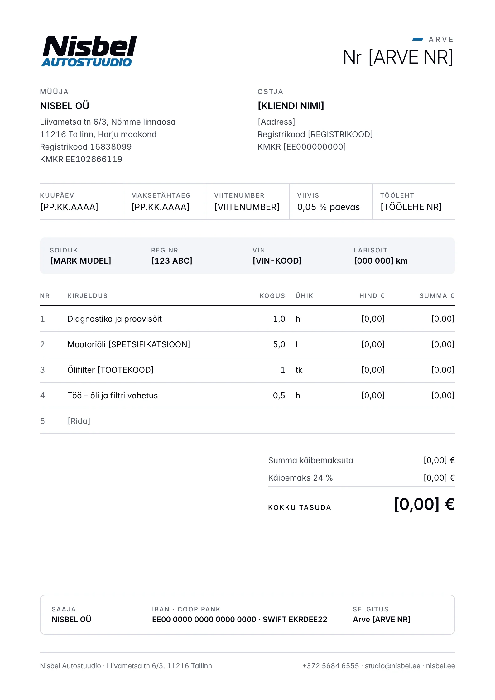 Invoice – Nisbel Autostuudio